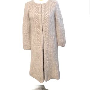 CO  Womans Angora Cream Hand Knit Duster SZ S NWT